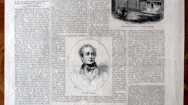 Thomas Moore One page printed on both sides of "Harper's Weekly" dated March 18, 1871 with a complete page article on the Romantic...